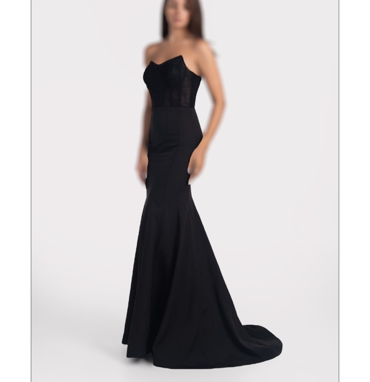 پیراهن ماکسی دکلته کرپ و دانتل